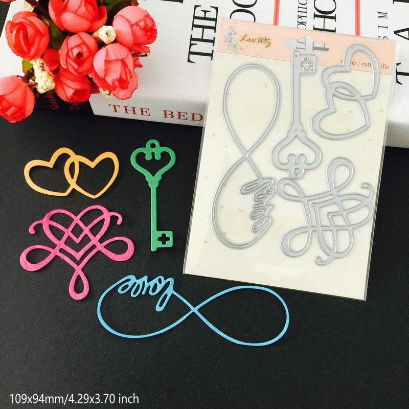 Key Cutting Dies Heart Metal Stencil Diy Scrapbooking Album Paper Card Embossing Craft Decor Art Die Cut Love Flower Rose Frame