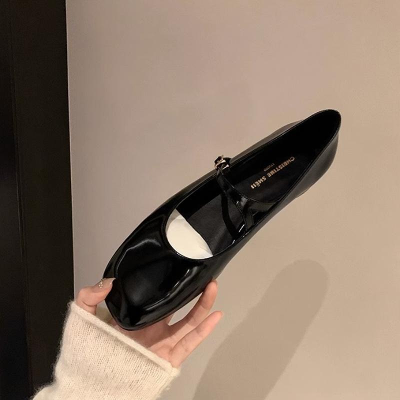 Mary Jane Shoes for Women 2025 Fashion Casual Patent Leather Single Shoes Soft Comfortable Red Ballet Shoes Zapatos De Mujer