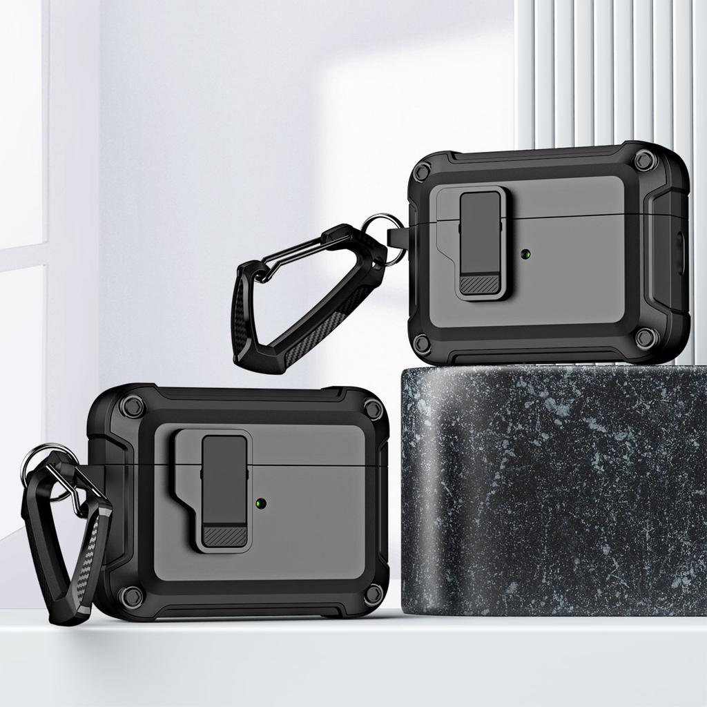 For AirPods Pro 2 Shockproof TPU+PC Case Bluetooth-compatible Earbuds Charging Case Cover with Buckle