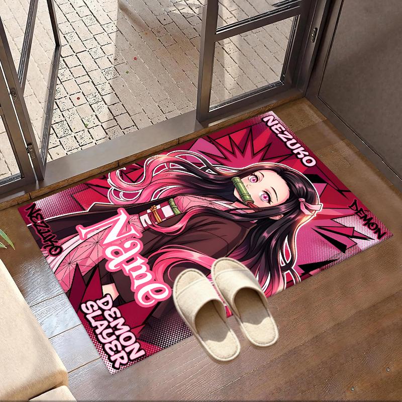 Custom Name Personalized Demon Slayer Print Carpet, Versatile Home Decor Rug, for Playroom, Apartment, Balcony, Entryway, Hallway Gift