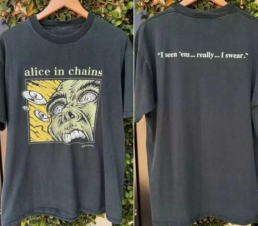 Alice In Chains 1996 Группа 2 Сторона Черный Унисекс Футболка