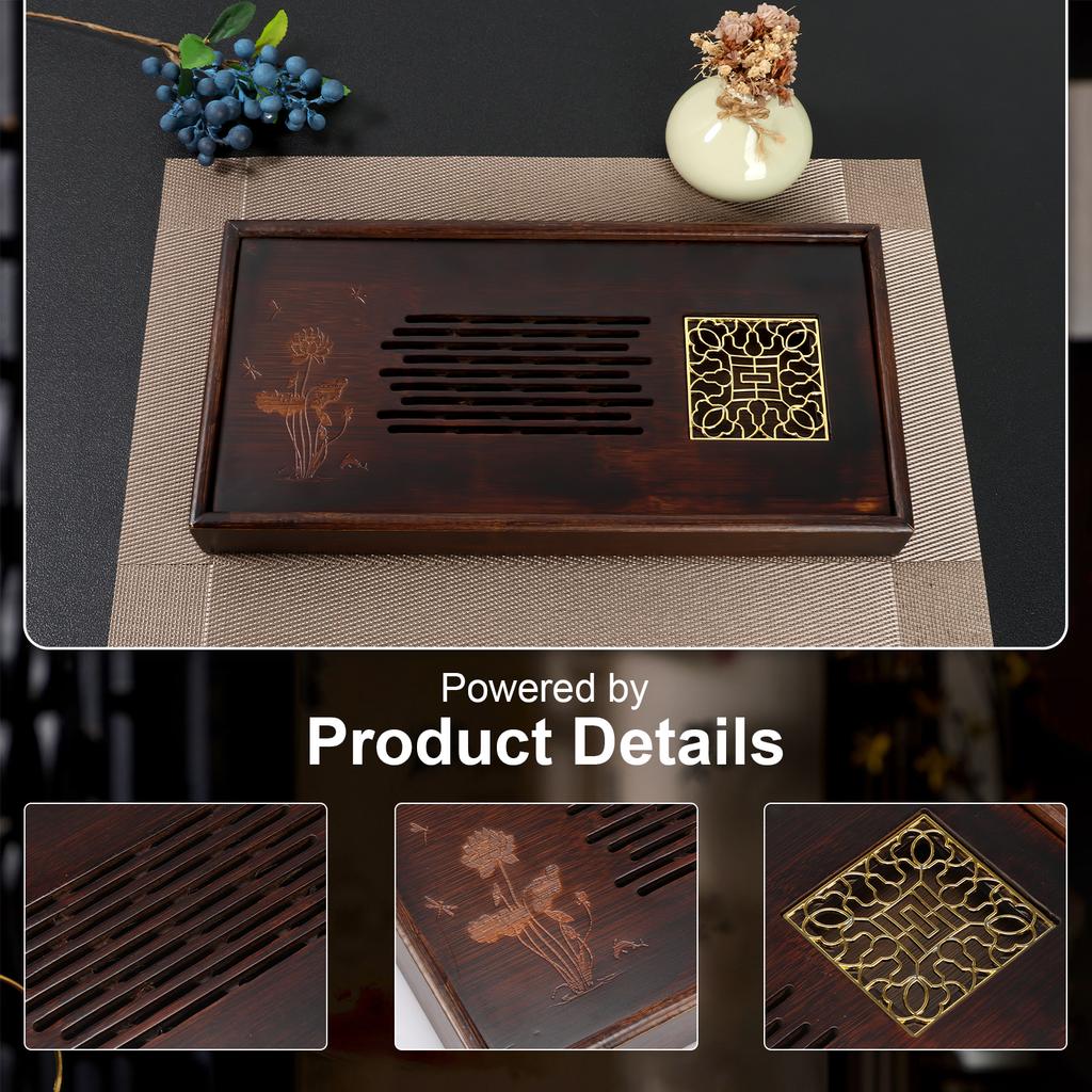 Бамбуковый чайный поднос Маленький бытовой поднос для подачи чая Портативный набор для чая Кунг-фу Водосборник Дренаж Простая прямоугольная чайная доска