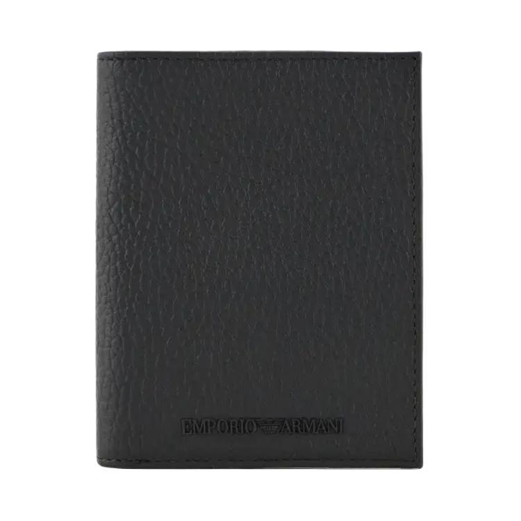 Emporio Armani Складная многослойная визитница Кожаный кошелек Мужской кошелек Черный EM000957AF13396UC001