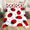 Cute Ladybug Duvet Cover Twin Queen Cartoon Animal Ladybird Insect Bedding Set Kawaii Wildlife Love Heart Print Comforter Cover