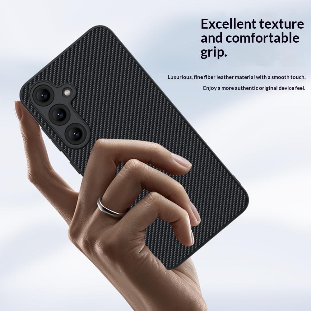 For Samsung Galaxy S26+ Case Leather + PC Hard Phone Cover Carbon Fiber Texture