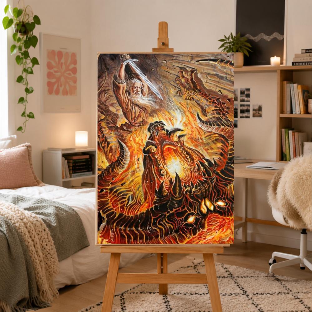 Obraz Do Malowania Po Numerach Z Ramą Walka Z Balrogiem 50X70 Cm