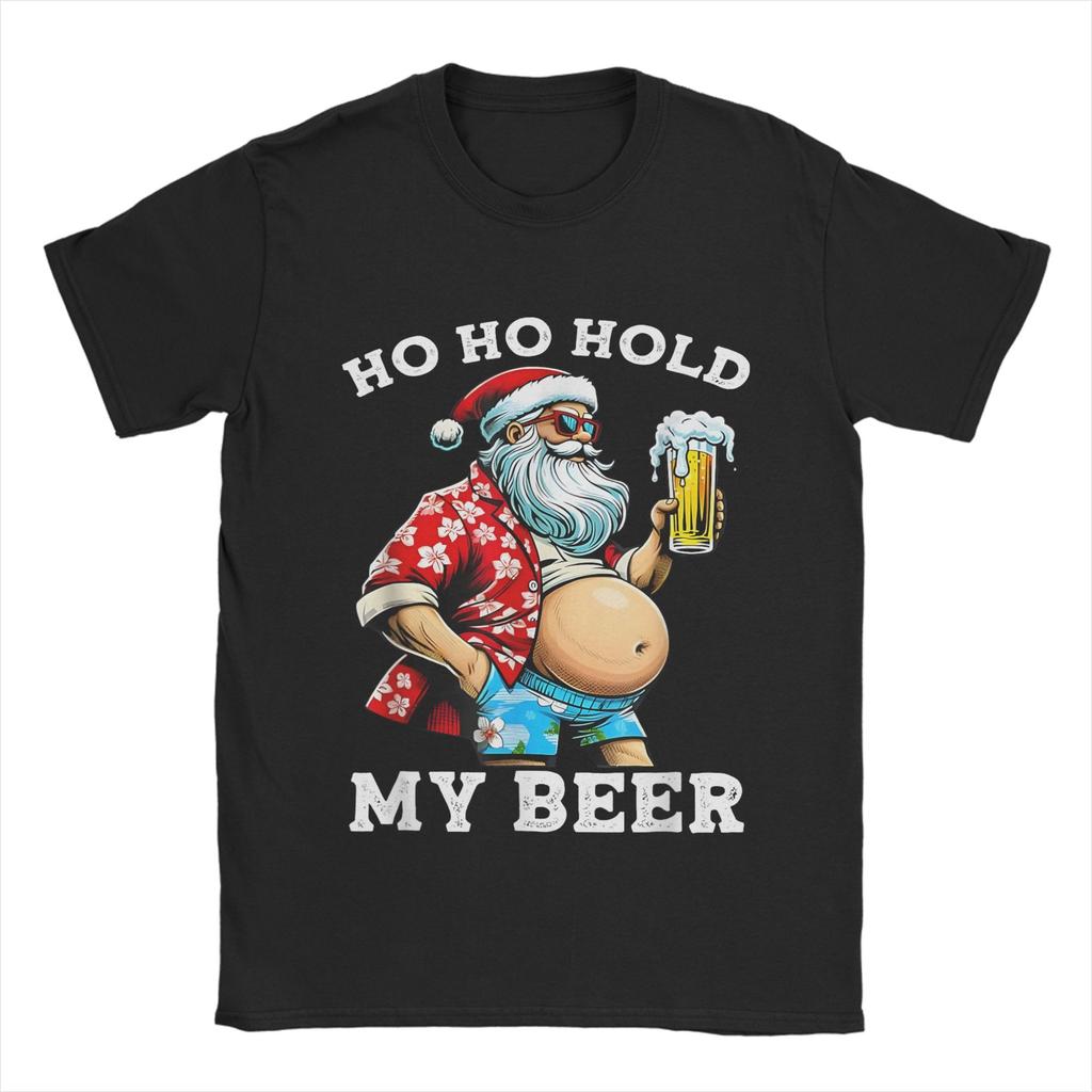 Christmas and beer T Shirts for Men 100% Cotton Novelty T-Shirt Round Collar Tee Shirt Short Sleeve Clothing Graphic