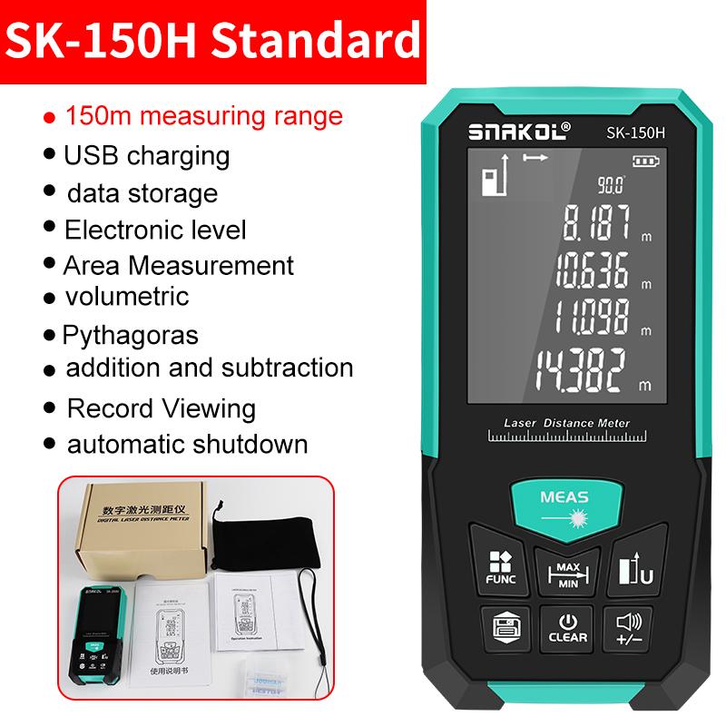 Snakol Laser Distance Meter 150M/200M Profesional Laser Tape Measure Rangefinder Trena Roulette Ruler Range Finder USB Charging