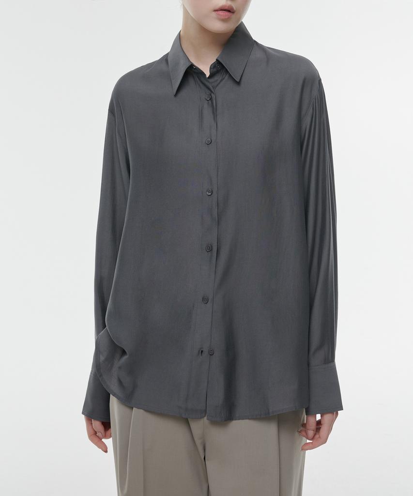 MUSINSA STANDARD WOMAN Women'S Relaxed Satin Shirt [Dark Grey]