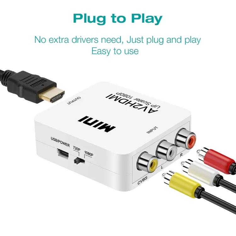 Mindpure AV to HDMI Converter 1080P RCA to HDMI Adapter Composite CVBS Video Audio Sync for Old TV Projector Retro Gaming