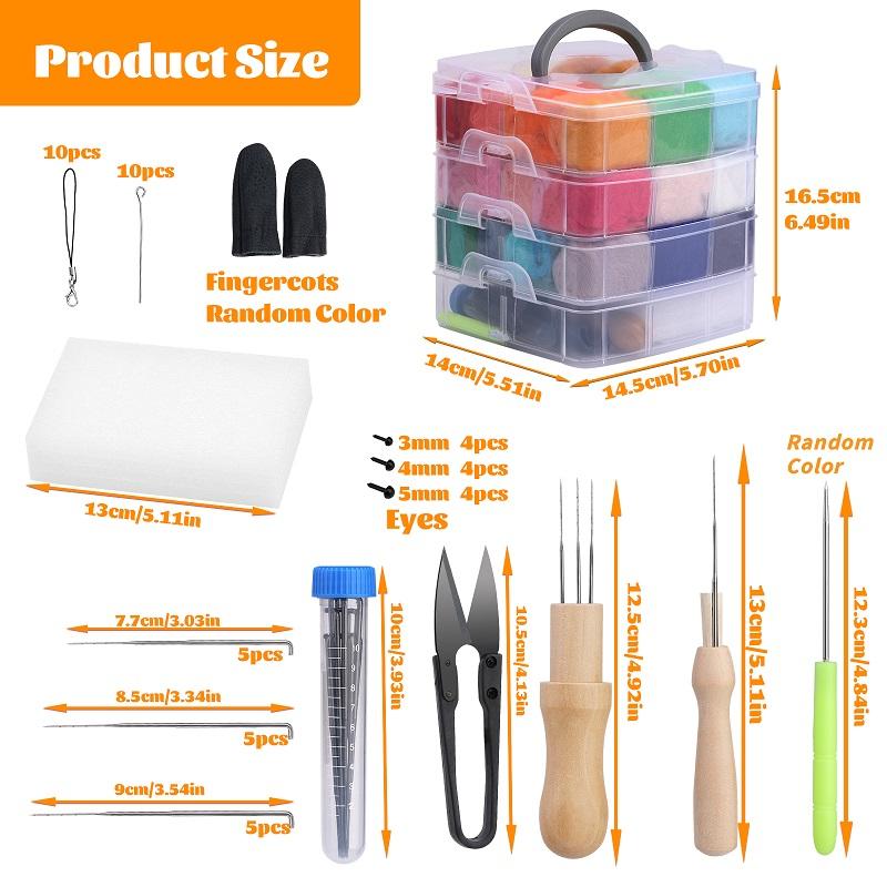 72 Colours Felt Wool Roving Needle Felting Starter Kit with Felting Needles Basic Tools and Accessories for DIY Festivals Crafts