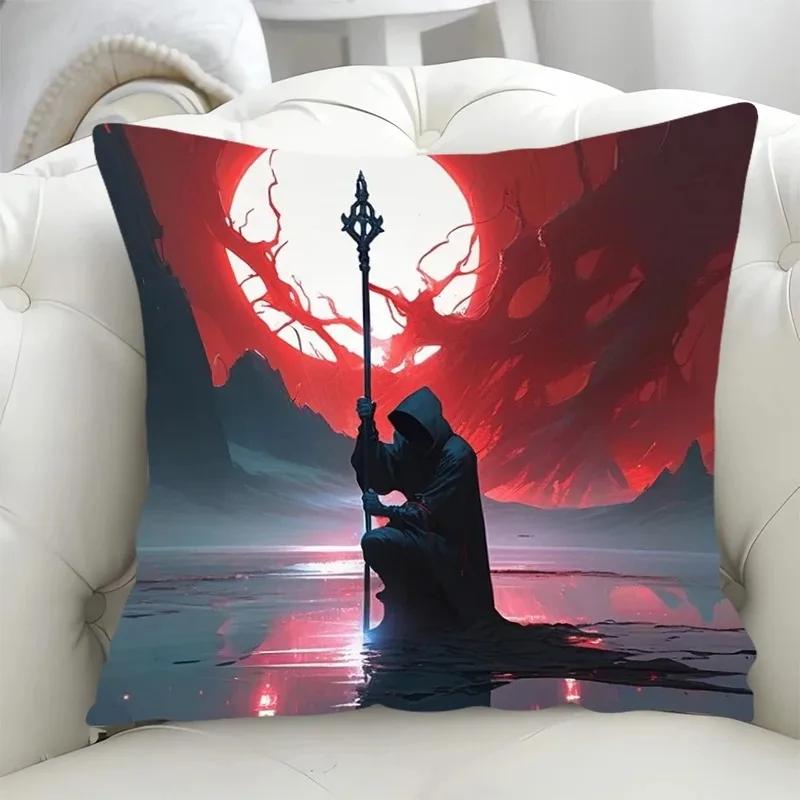 Luxury Home Decor Pillow Cover Hell Reaper Style Pattern Cushion Cover Sofa Office Cushion Cover