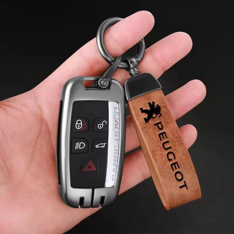 Car Vintage Leather Keychain Ring Zinc Alloy Chain Key For Peugeot 208 508 607 106 406 407 307 206 301 408 5008 3008 308 207 107