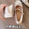 Height Increase of 7cm~ Satin Bow Mary Jane Women's Shoes High Heel 2025 New French Thick Heel Single Shoes Ballet Shoes