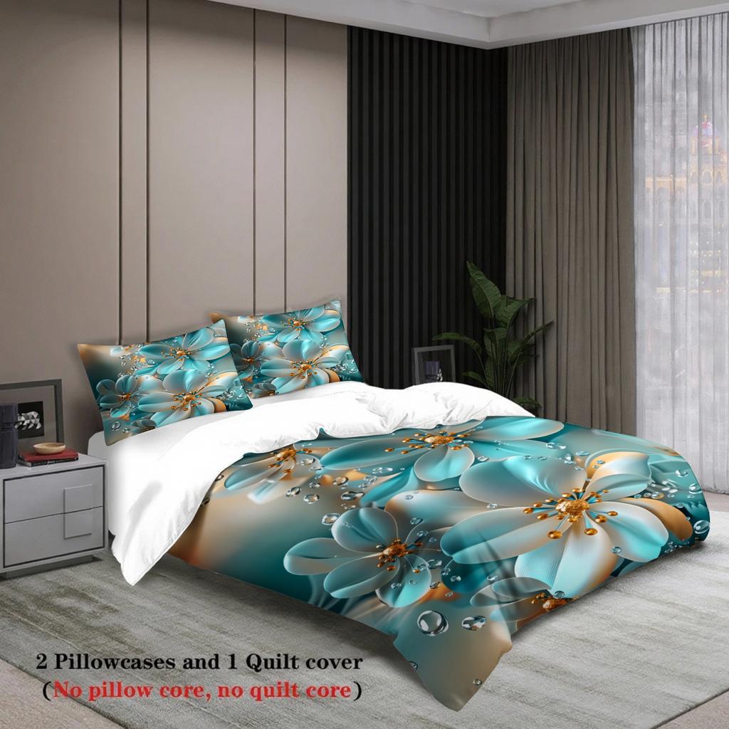 Floral Bedding Sets Comforter Not Included 3D Printed Droplet Luxury 3pcs Queen King Full Size Duvet Covet With 2Pillowcases