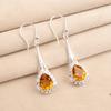 Natural Citrine Gemstone 925 Sterling Silver Zircon Partywear Earrings 1.86" CZE-7-5