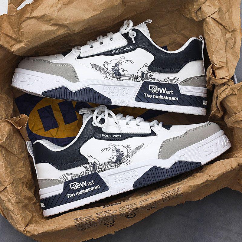 2025 Мужские белые повседневные кроссовки на толстой подошве — модный стиль весна/лето