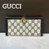 Used Beautiful Condition Long Wallet, GG Pattern Canvas Leather, Navy Black