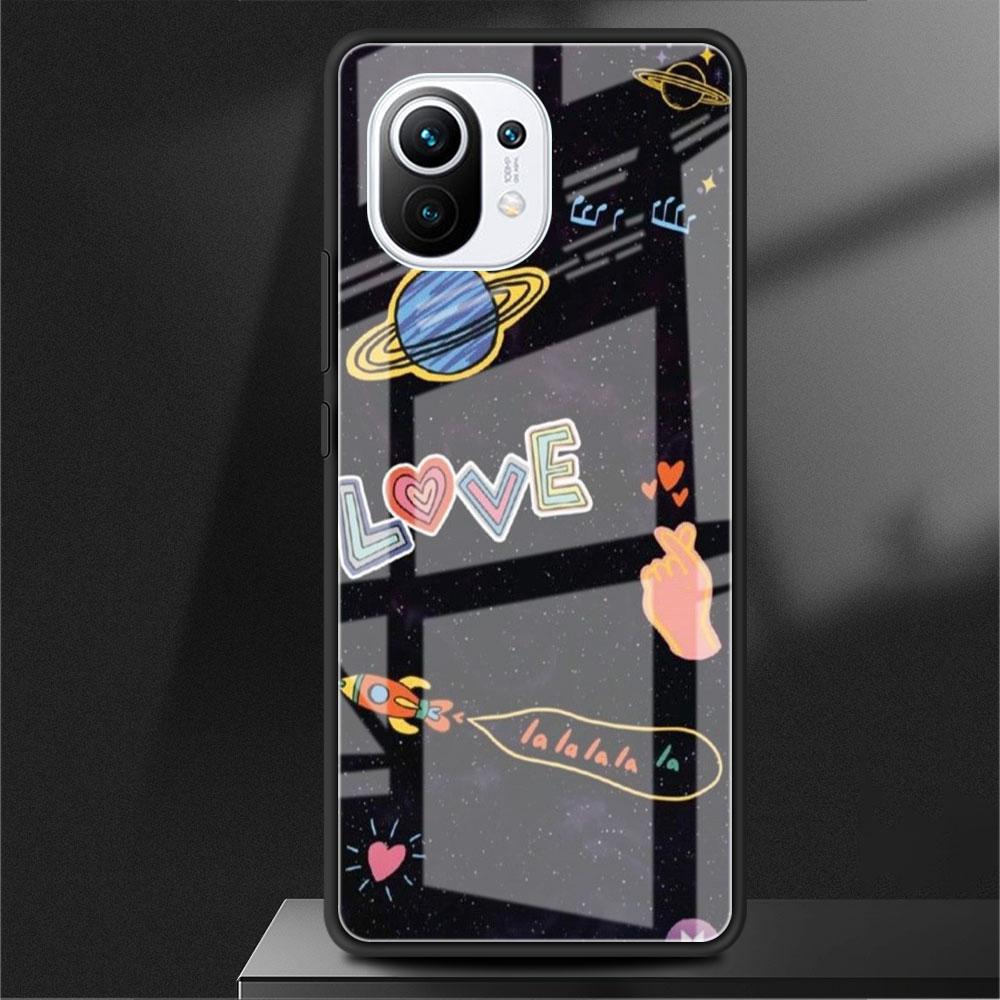 Moon Astronaut Glass Case For Xiaomi Poco X3 NFC 11 Lite 11T F3 M3 For Redmi Note 11 10 9 8 Pro 10S 9S 9A 9C Phone Cover