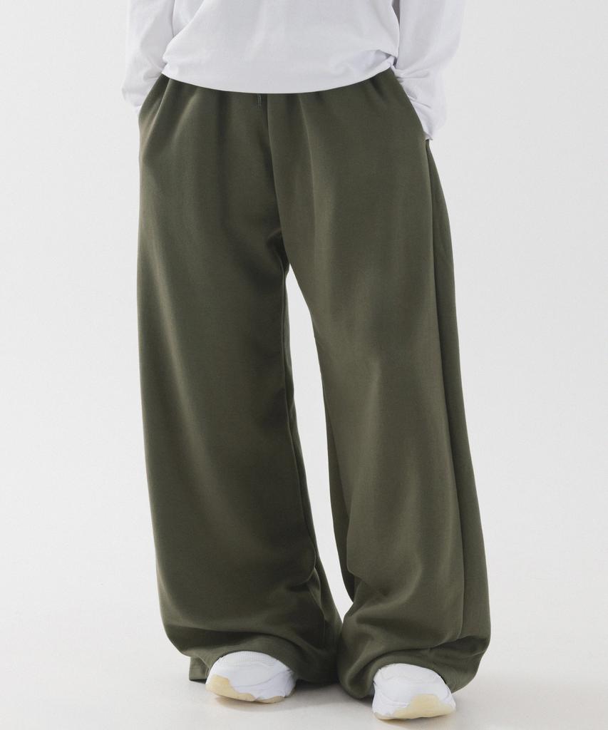 PIANER Side Pleated Wide Sweatpants (Khaki)