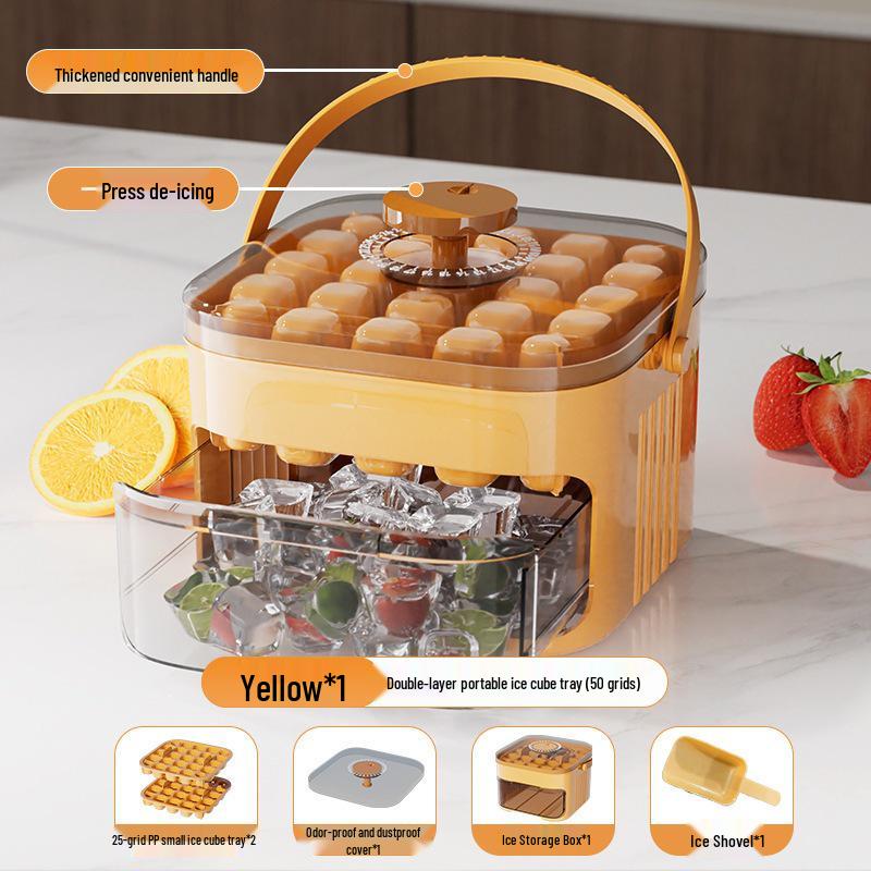 Large-Capacity Press-Type Ice Cube Mold - Easy-Release Food-Grade Plastic Ice Bucket for Home