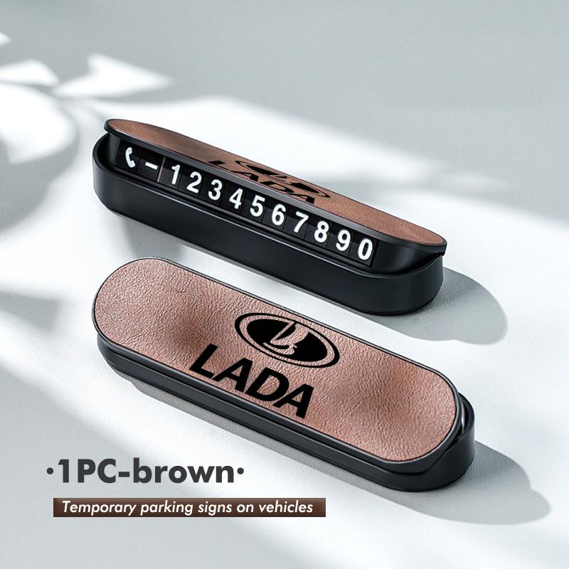 Car Logo Temporary Parking Card Phone Number Card Plate Auto Interior Accessories For Lada Xray Granta Priora Sedan Sport Kalina SS14