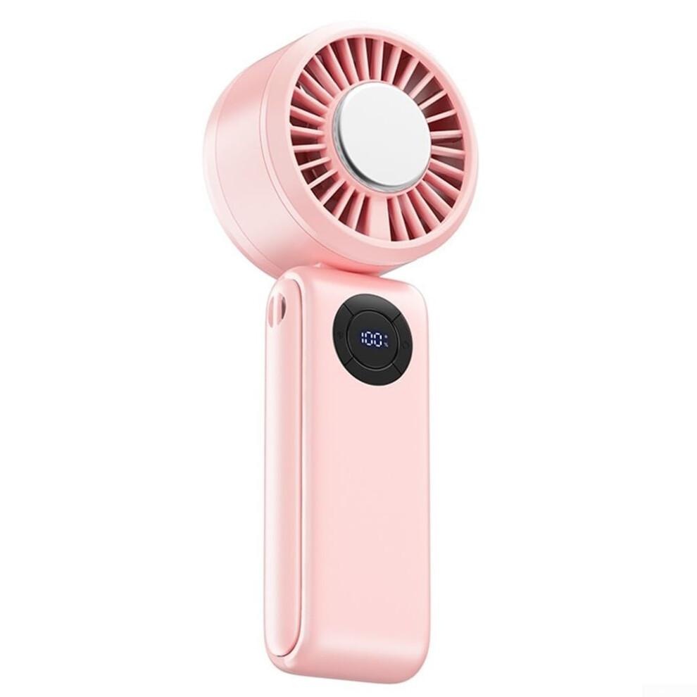 Portable Handheld Fan with Semiconductor Cooling, Folding USB Rechargeable for Travel Outdoor (Pink)