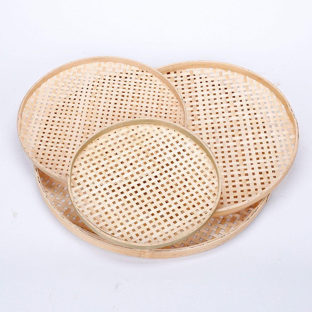 6 Sizes Weaving Bamboo Sieve Raft Handmade Storage Basket New Kitchen Storage Trays  Home Decor