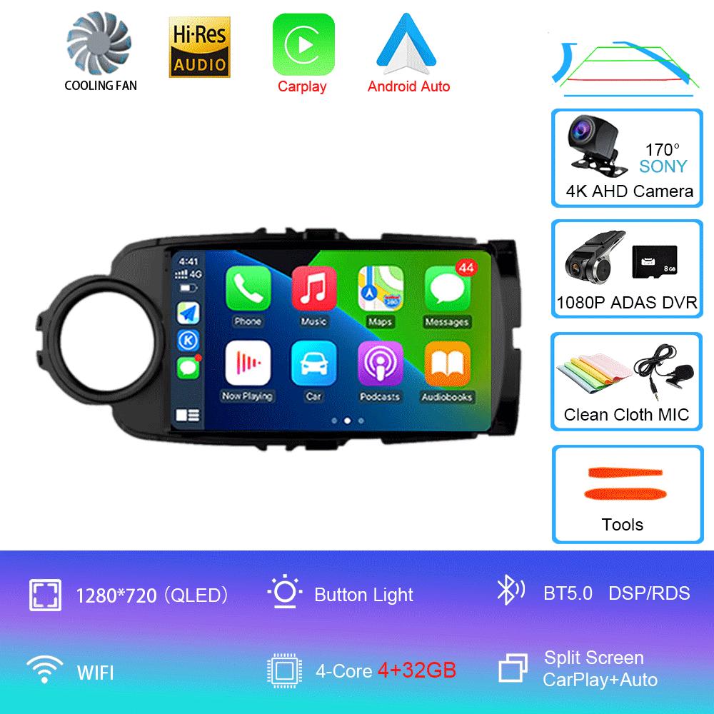 Car Radio Android 14 Carplay For Toyota Yaris 2012 2013 2014 2015 2016 2017 Navigation GPS Multimedia Player stereo wifi BT Auto