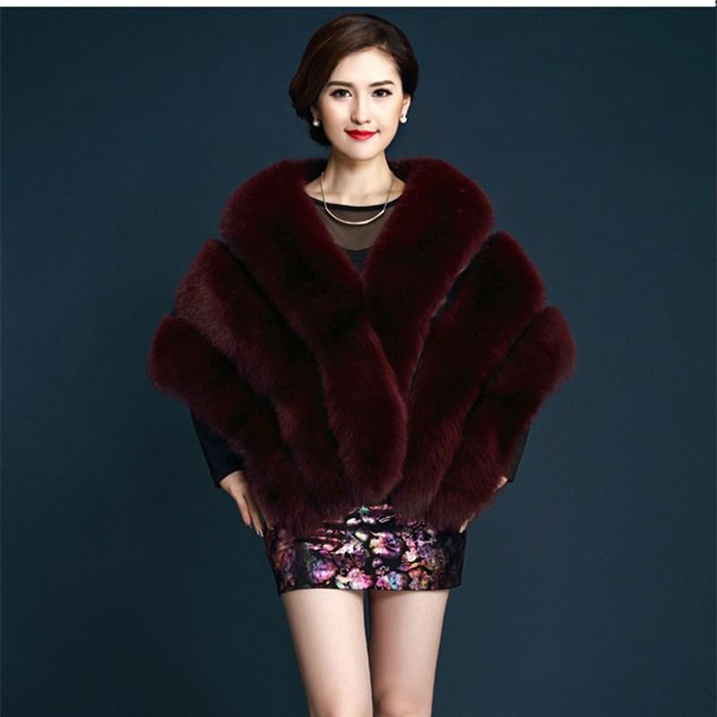 Autumn and winter bride fur shawl imitation fur fox hair thickened splicing fluff sleeveless dress with coat