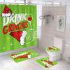 Christmas Snowman Print Toilet Bathroom Mat And Shower Curtain Four-Piece Set