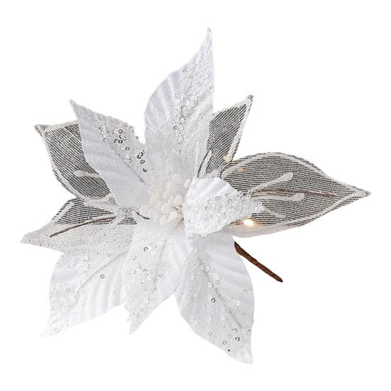 11" Рождественские Искусственные Цветы Блестки Пайетки Пуансеттия Цветок Ткань Искусственные Цветочные Пики для Украшения Рождественской Елки Свадьба День Рождения Венок Декор