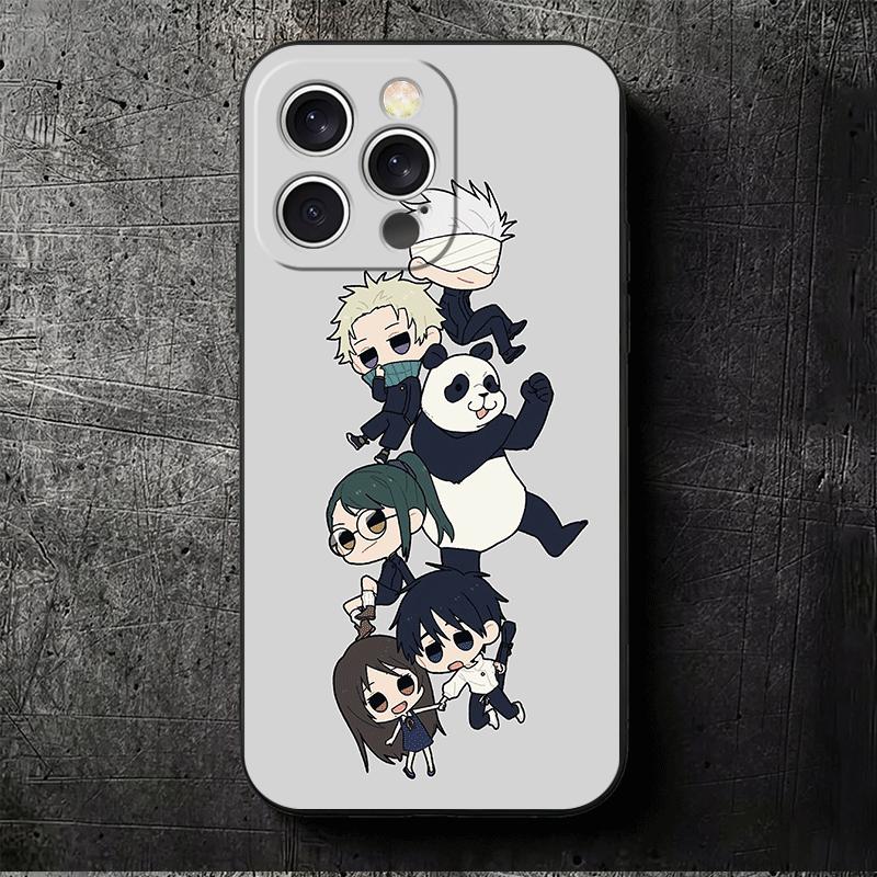 Мультяшный Милый JUJUSU Аниме Мягкий Чехол для Телефона для iPhone 16 16E 17 Air 15 Pro Max 14 Plus 13 Mini 11 12 7 Черная Крышка Задняя Панель