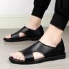 Men Summer Sandals Casual Leather Shoes Men Fashion Sandal Comfortable Mens Slip On Shoes Retro Half Drag British Style Footwear