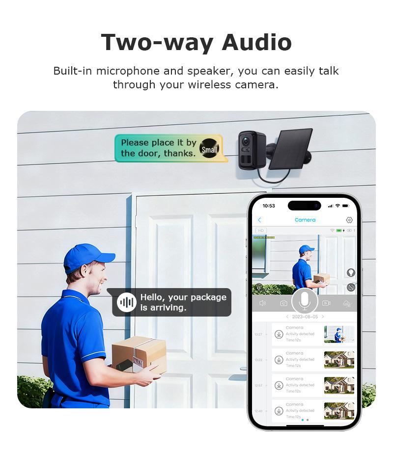 Wireless Low-Power HD Camera with Full-Color Night Vision & Outdoor WiFi Surveillance