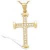 [J9529] - Gold Plated Pendant 'Purity Cross' Golden White - 22x15 Mm