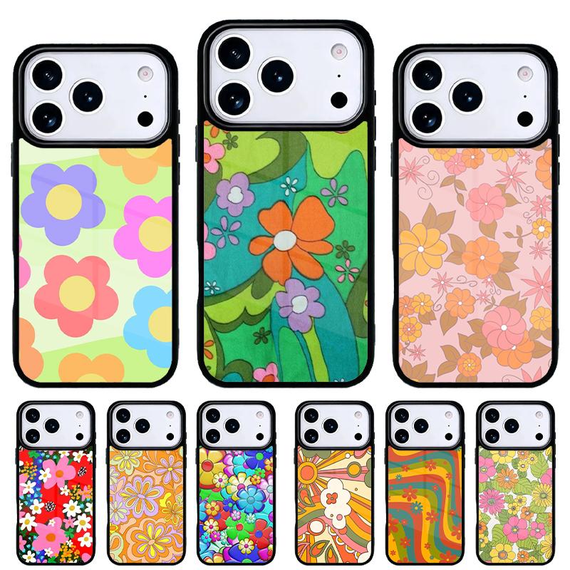 Крутой Цветочный Хиппи Бохо Цветочный Ретро Чехол для Телефона для iPhone 17 16 15 14 13 Pro Max Задняя Крышка для 12 11 Pro Coque