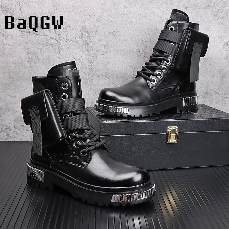 Модные металлические лоскутные туфли с высоким берцем, мужские осенне-зимние модные тенденции, ковбойские сапоги, британский стиль, увеличивающие рост, кожаные короткие сапоги