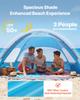 VEVOR Beach Tent Sun Shelter for 3 Person, UPF 50+ Protection, Portable Sun Shade Canopy with Carrying Bag & Sand Pockets