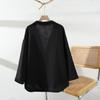 Dimanaf 2025 Plus Size Women New Autumn Linen Basic Jacket Casual Coat Solid Oversize Fashion Long Sleeve Vintage Loose Tops
