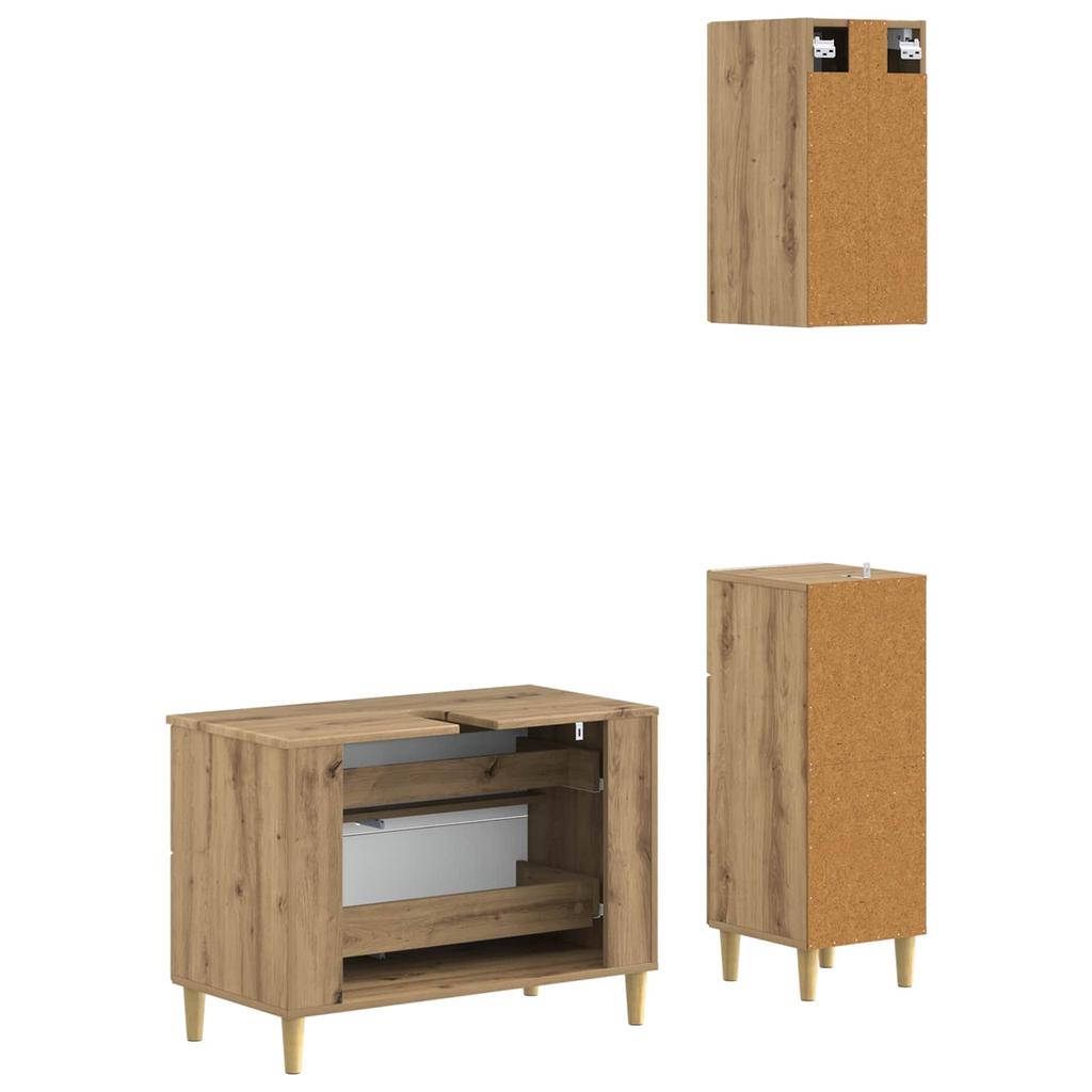 3 Piece Bathroom Cabinet System DELFT Artisan Oak