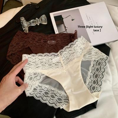 Женское нижнее белье на весну и лето, новое, кружевное, из ледяного шелка, удобное, дышащее, с ластовицей из чистого хлопка