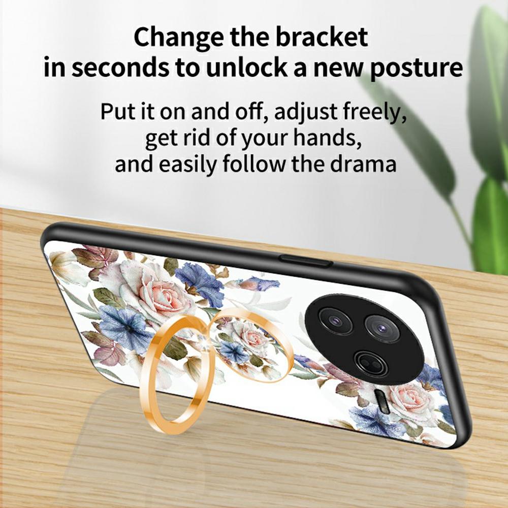Для Xiaomi Poco F7 Pro 5G/Redmi K80 5G Чехол с цветочным узором TPU+Закаленное стекло Защитный чехол для телефона