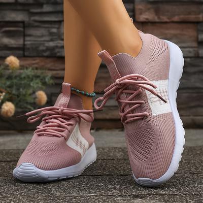 Модные Удобные Кроссовки-носки на мягкой подошве Женские Слипоны Дышащие Вязаные Кроссовки Женские 2025 Большого размера Нескользящая Спортивная обувь 43