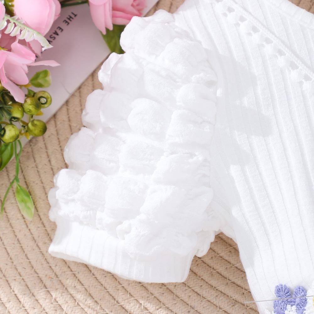 2-7Y Children's Bubble Sleeve Bodysuit Crossed Back Bodysuit Children's Short Sleeve