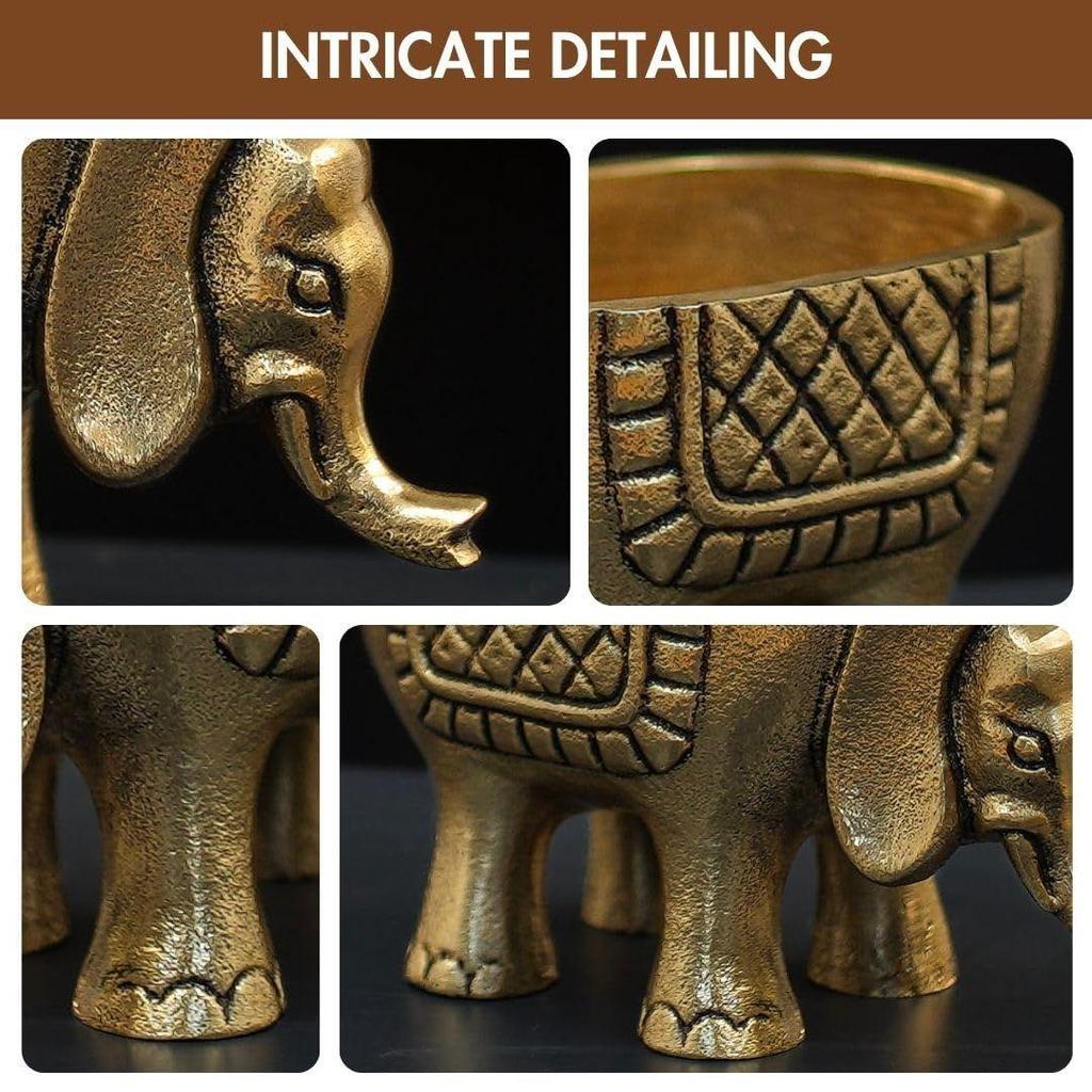 Aluminium Elephant for Good Luck,Statue for Home Decor Tabletop Living Room Office,Candle Holder Gift Showpiece