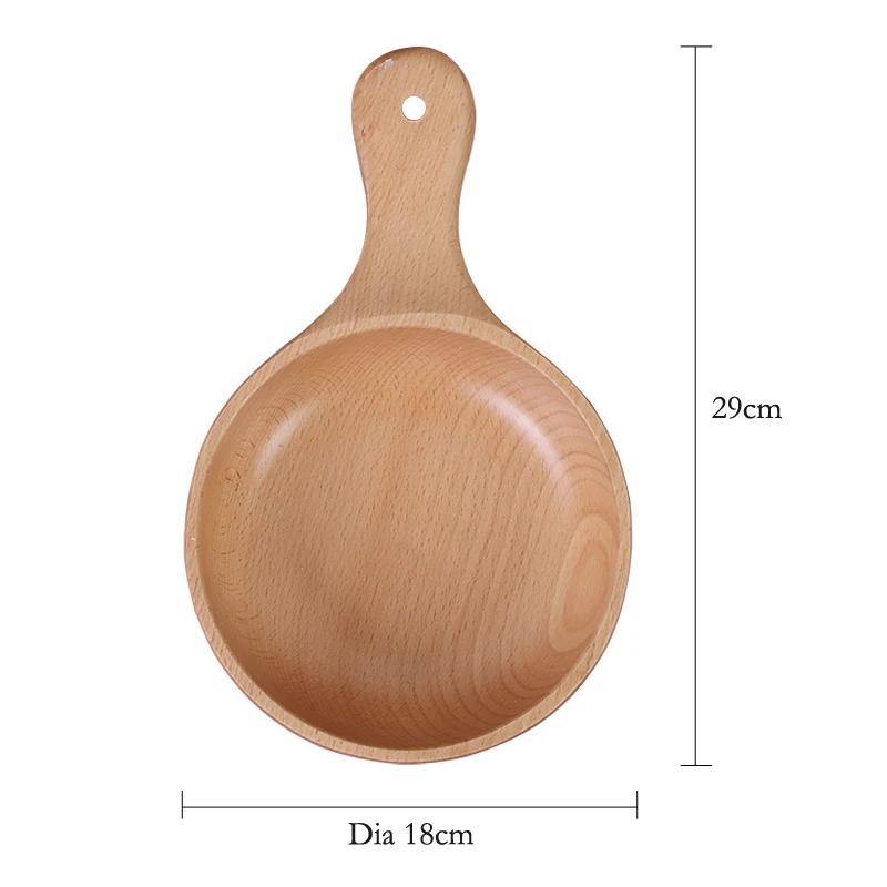 Деревянная миска Кухонные салатные фруктовые миски Большая миска для риса и супа С длинной ручкой Милые деревянные сервировочные миски для еды Японская посуда Столовая посуда