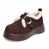 Cotton Shoes Women Autumn and Winter Velvet Warm Round Buckle One Pedal Thick Sole Women