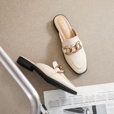 Девушка Weiwei 340-2 в туфлях Muller корейской версии, с металлической пряжкой, полутапочки женские с квадратной головкой, сандалии на толстом каблуке женские