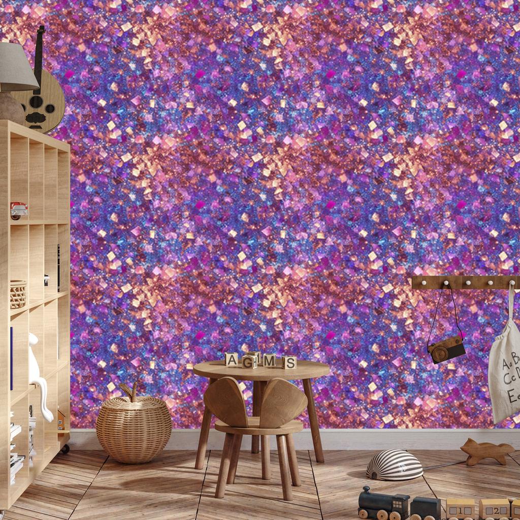 Iridescent glitter wallpaper, purple and violet, 50x1000
